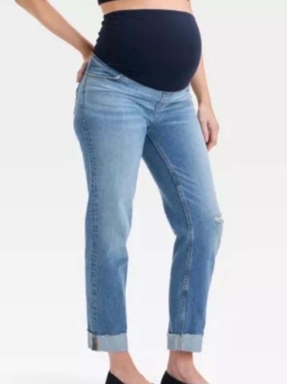 Isabel Maternity Medium Wash Denim Jeans with Over-Belly Panel 28 Inseam Sz 04